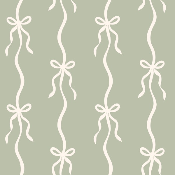 Hand Drawn Ribbon Bows Sage