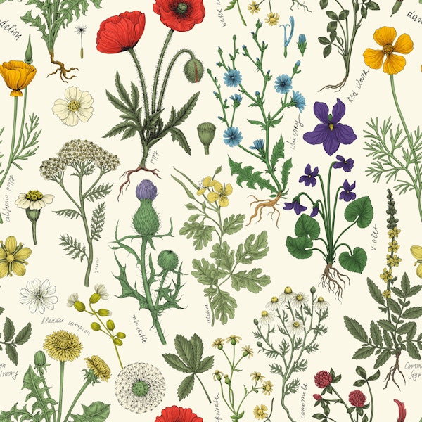 Vintage Wildflowers prints collage