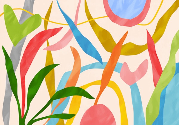 Playful Tropical Leaf Abstract