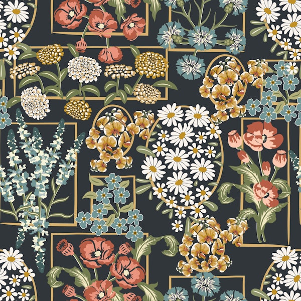 Wildflower Cascade Collage- Black Night