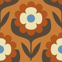 Retro Flower Power Bloom in Brown - S wallpaper