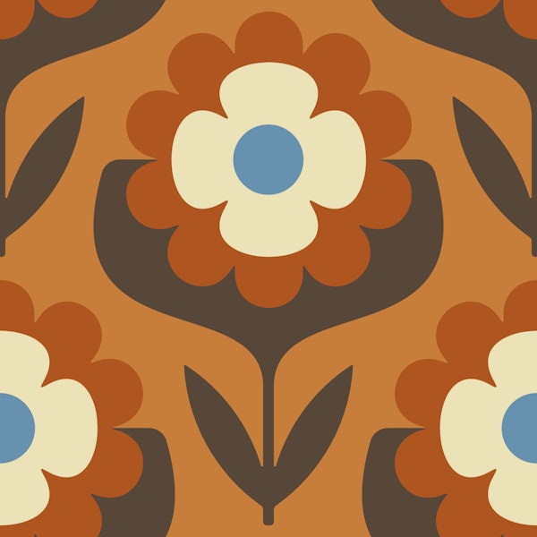 Retro Flower Power Bloom in Brown - S