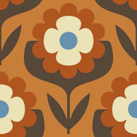 Retro Flower Power Bloom in Brown - L wallpaper