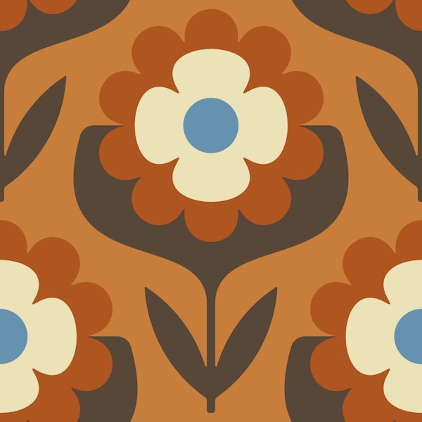 Retro Flower Power Bloom in Brown - L