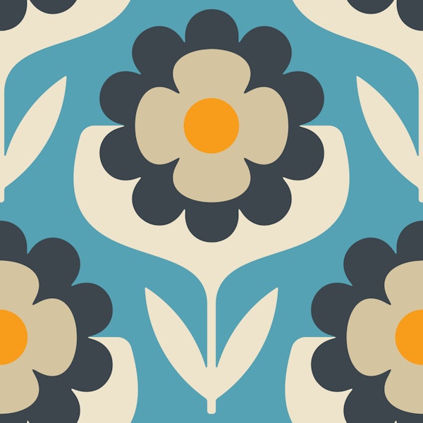 Retro Flower Power Bloom in Blue - S
