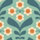 Retro Daisy Garden in Teal Orange - S