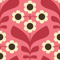 Retro Daisy Garden in Pink - S wallpaper