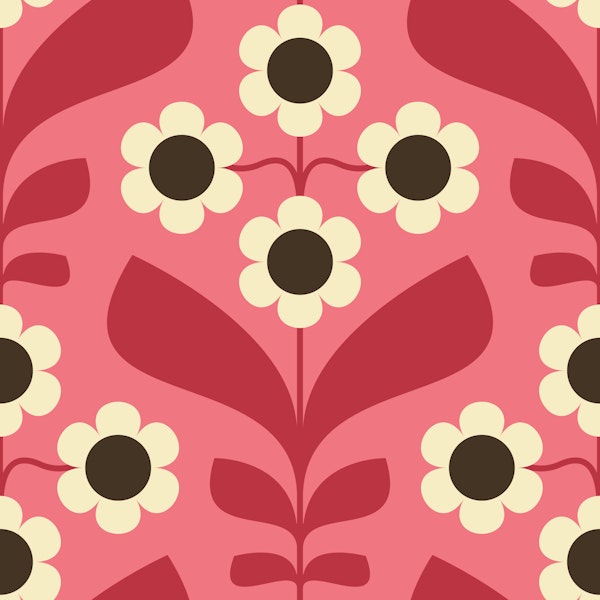 Retro Daisy Garden in Pink - S
