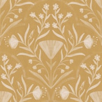 antique gold folk floral wallpaper