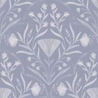 blue fog soft folk floral pattern wallpaper