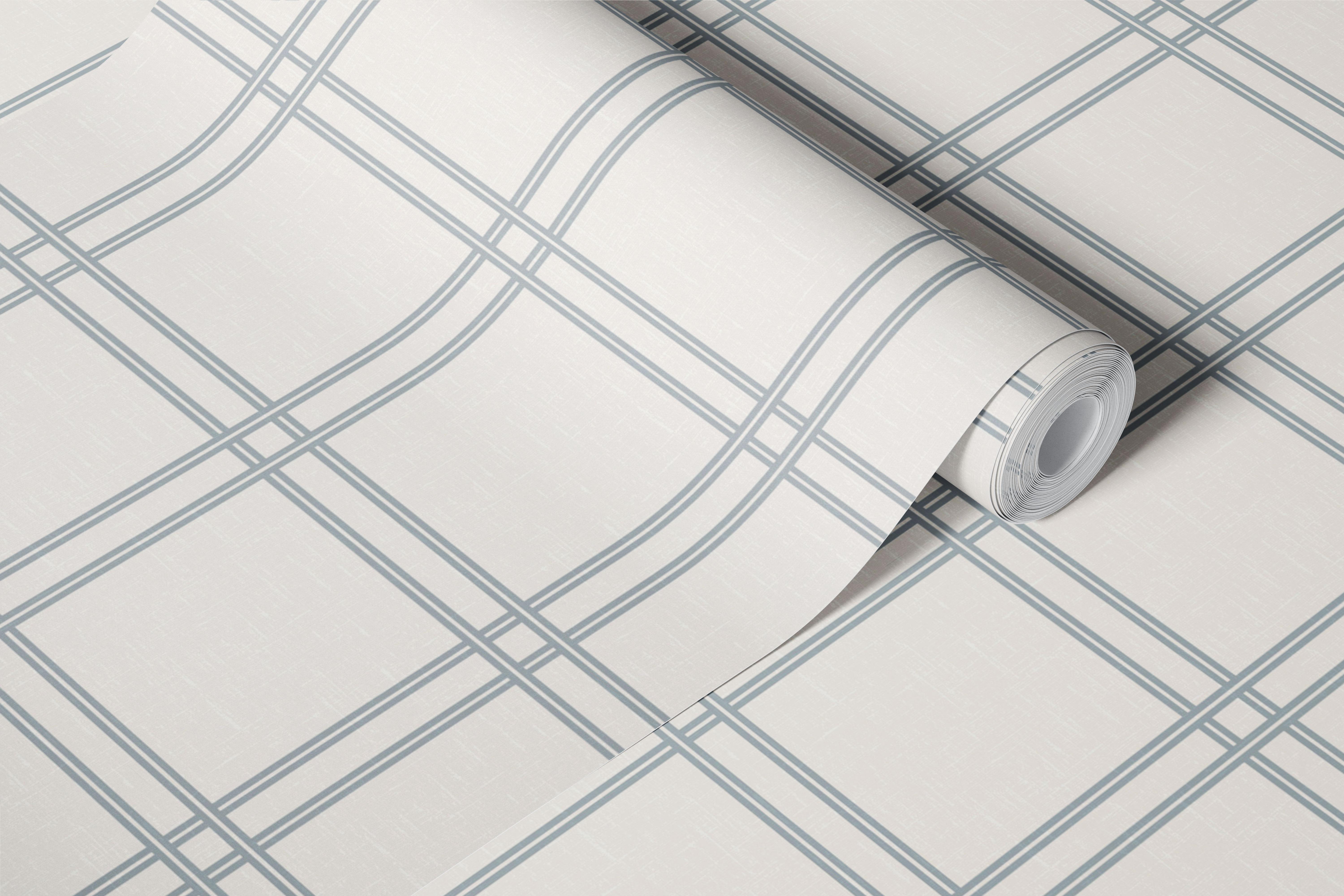 Soft Gray Plaid Grid wallpaper in a room
