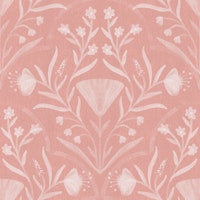 blush clay folk floral damask pattern wallpaper