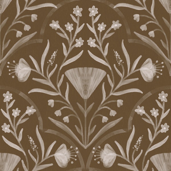 cocoa brown folk floral damask texture
