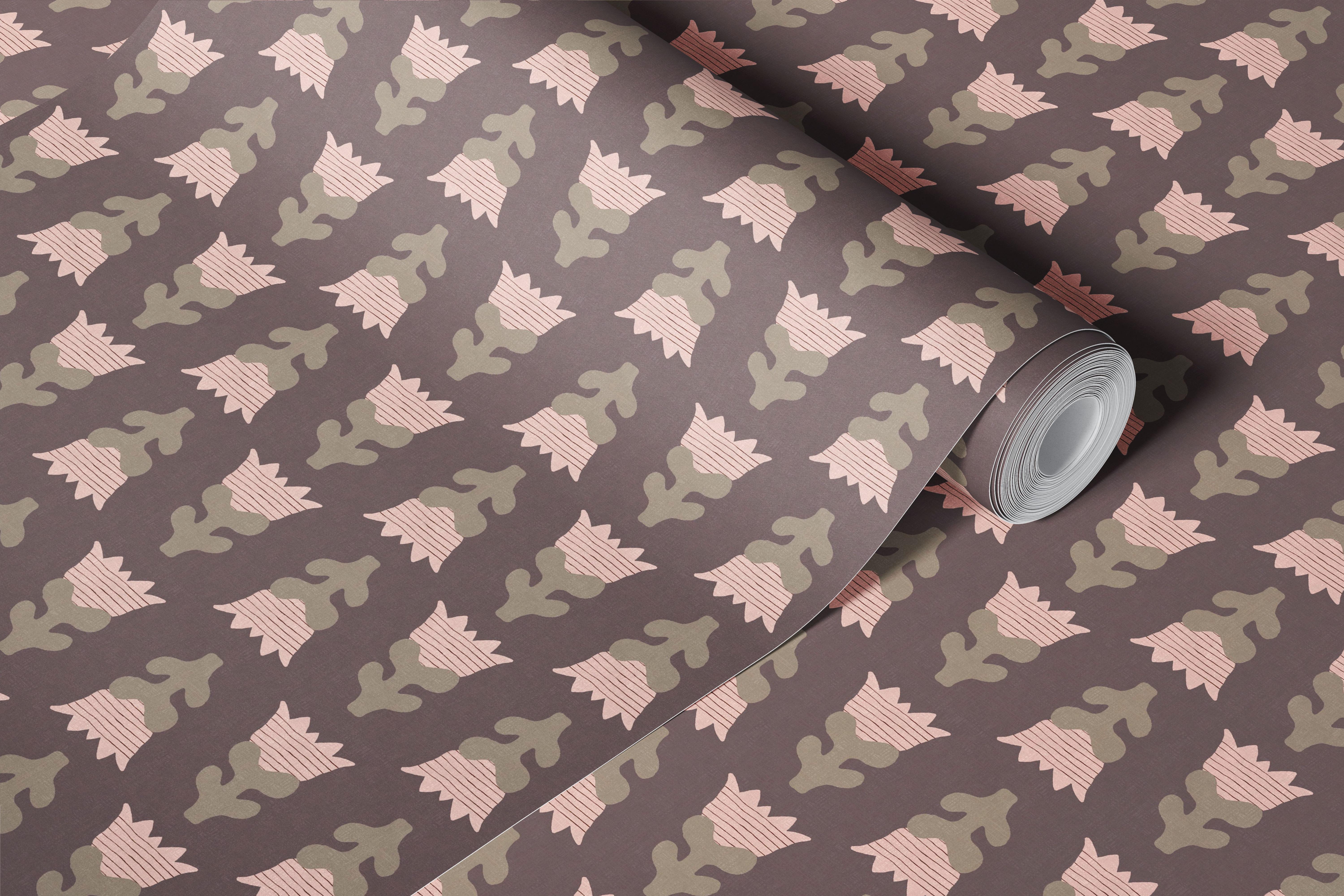 Tapeta Mid Century Muted Tulip Blocks w pokoju