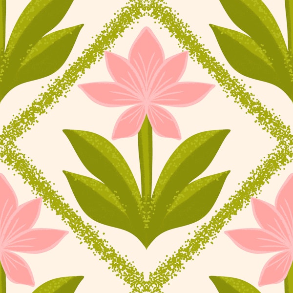 Floral tessellation Diamond tiles
