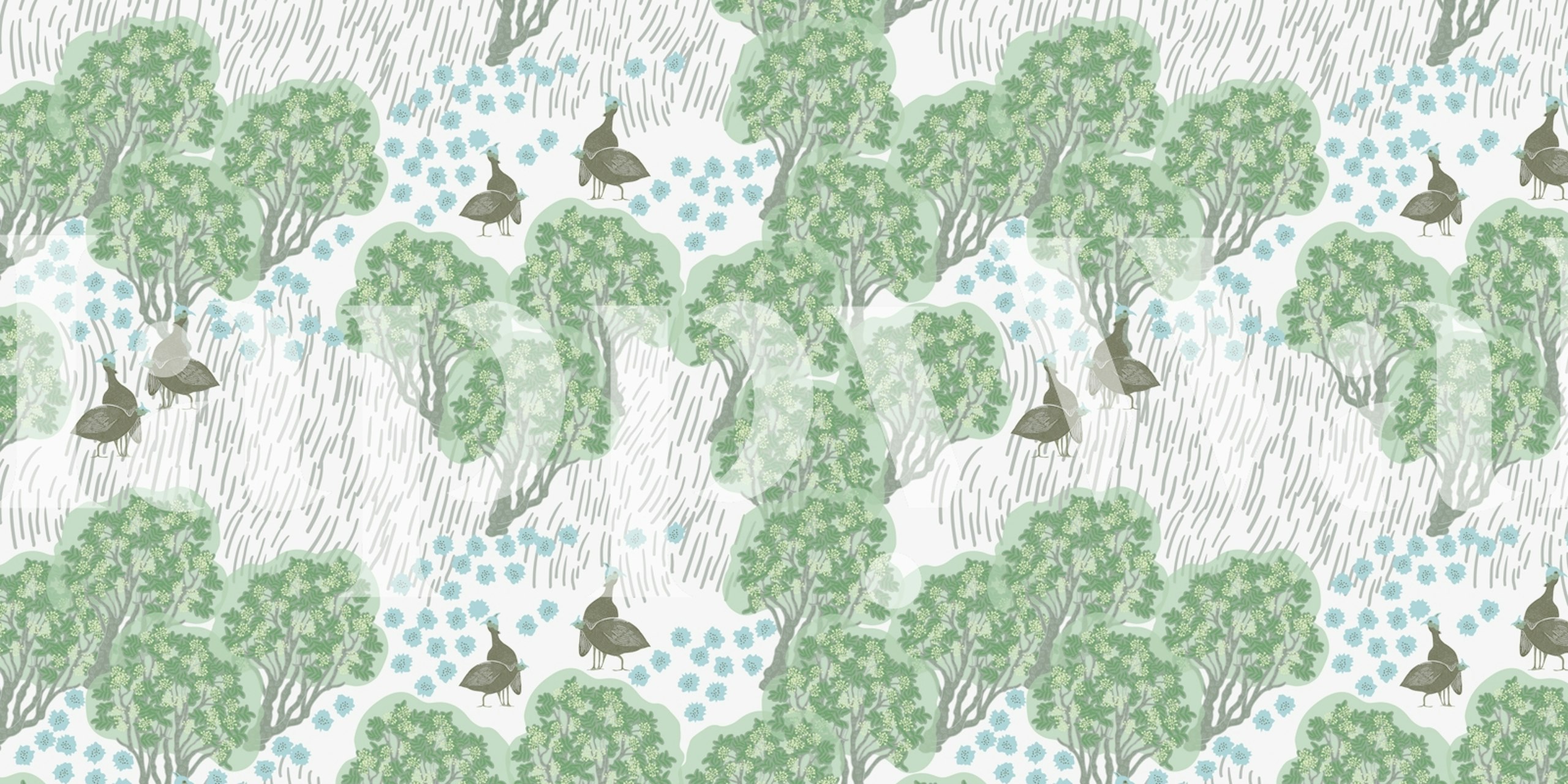 Chinaberry Mural In White wallpaper in a room