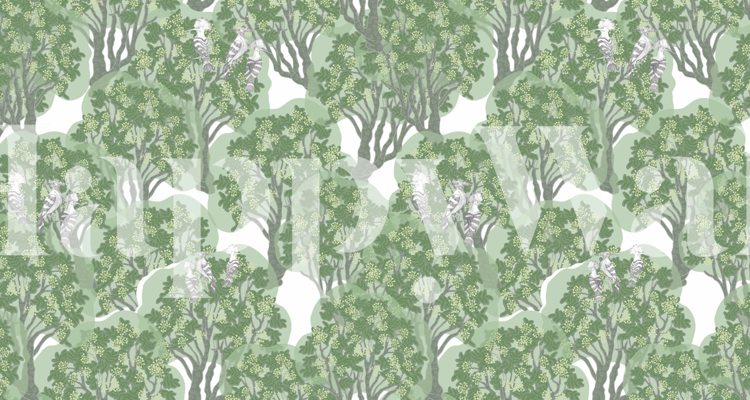 Chinaberry Mural In White tapet într-o cameră