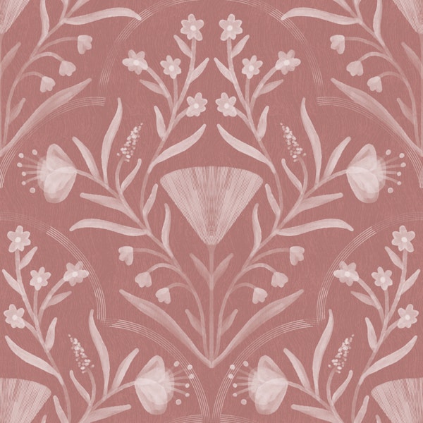 dusty rose folk floral damask texture