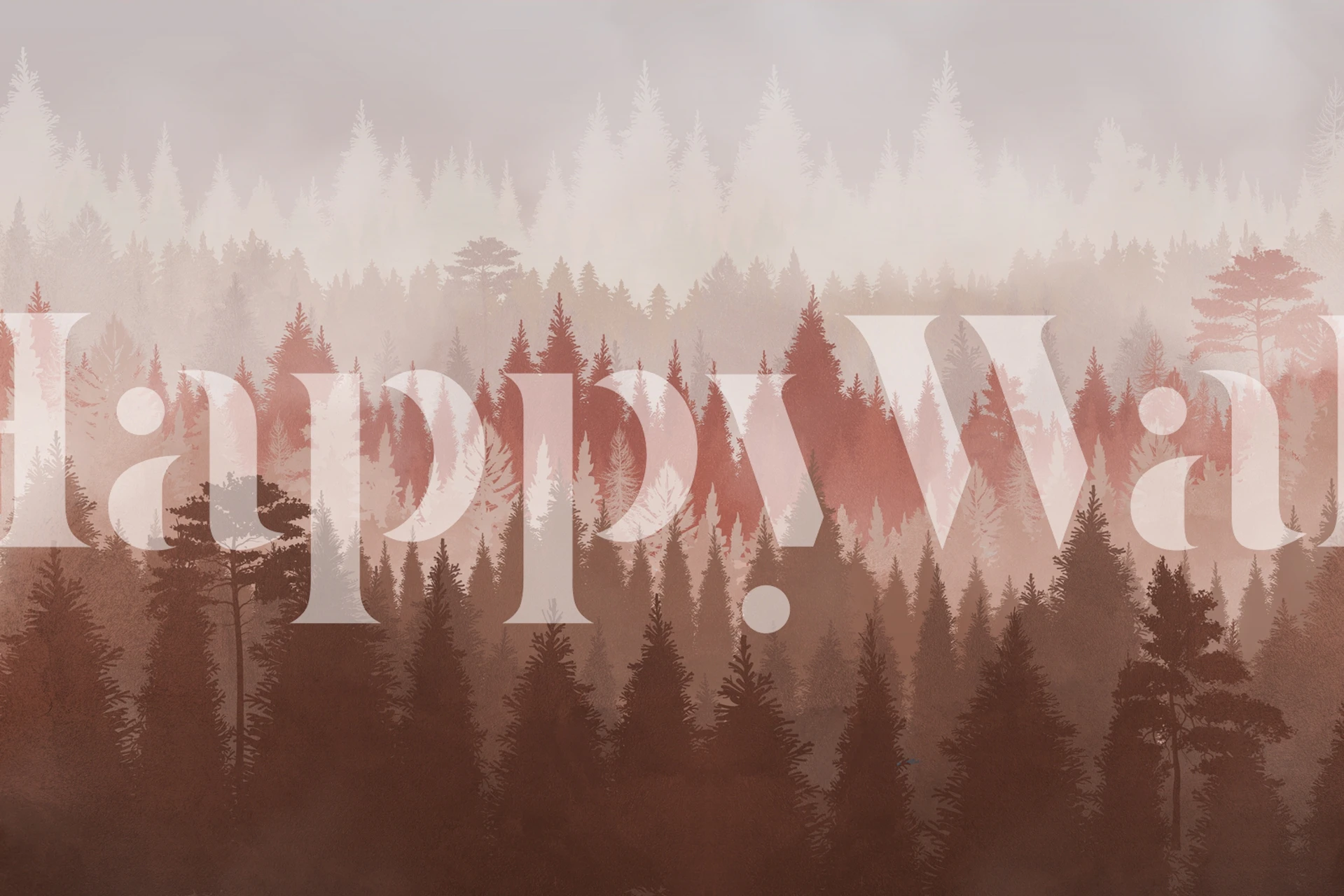 Abstrakcyjna geometryczna fototapeta z lasem w ziemistych barwach