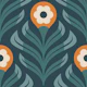Scandinavian Folk Floral In Green Orange - S