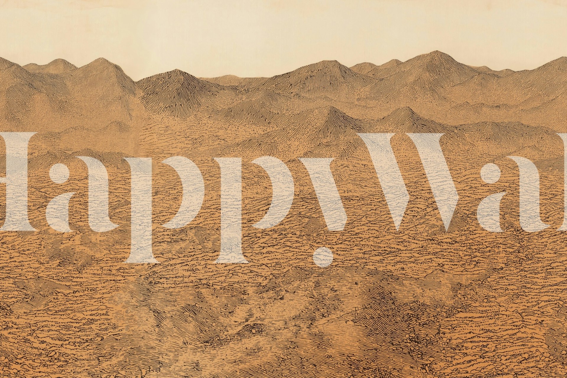 Antique Desert Landscape Engraved Mural in room