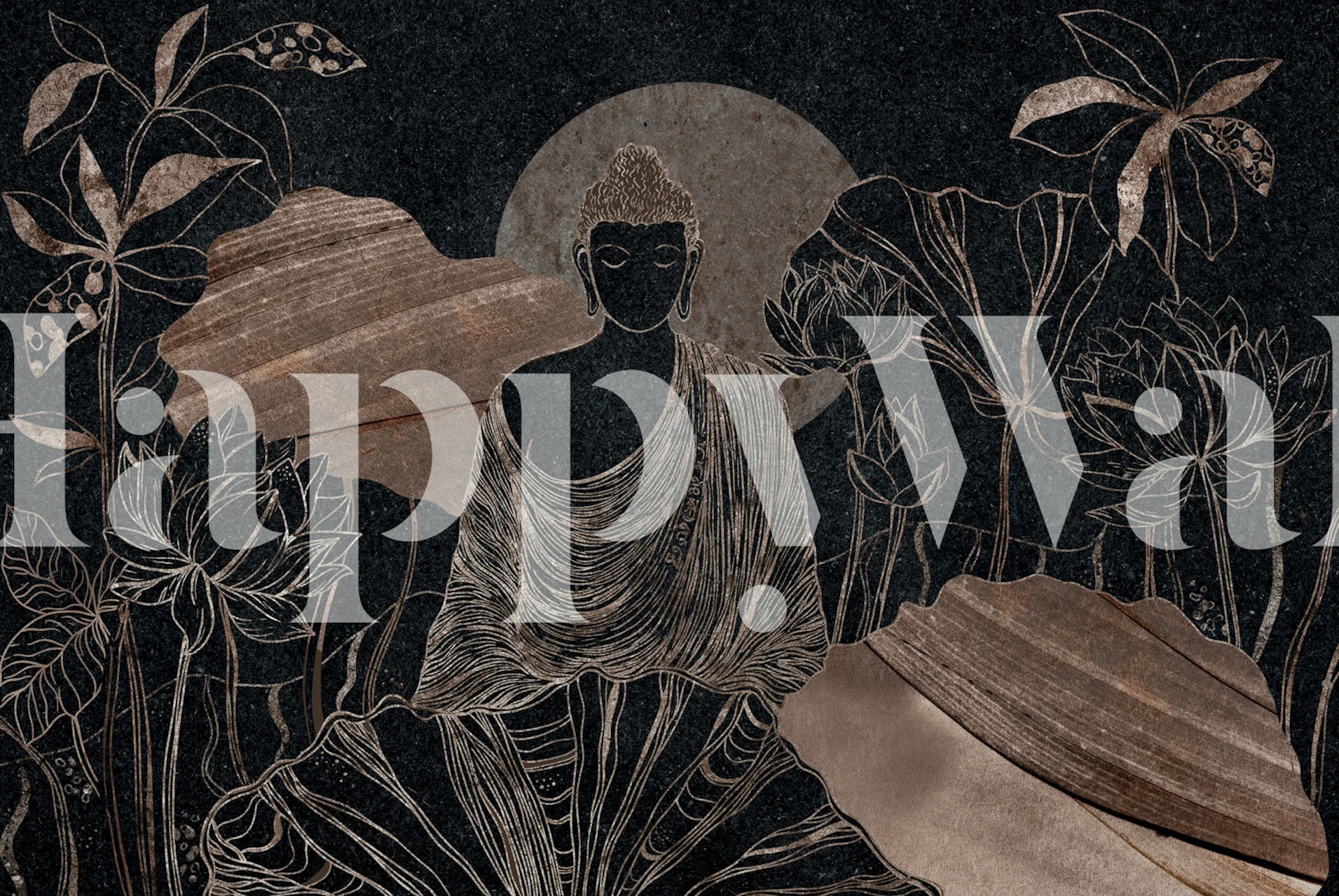 Meditating Buddha wallpaper in a room