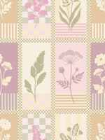 Country Prairie Wildflower Patchwork - Pink behang
