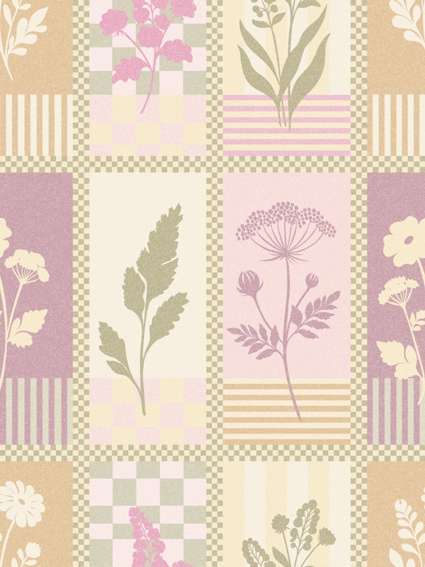 Country Prairie Wildflower Patchwork - Pink