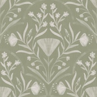 eucalyptus mist folk floral damask texture wallpaper