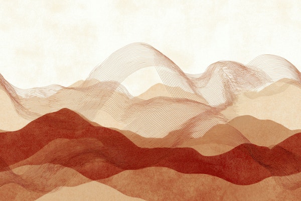 Contemporary Abstract Terracotta Desert Mural