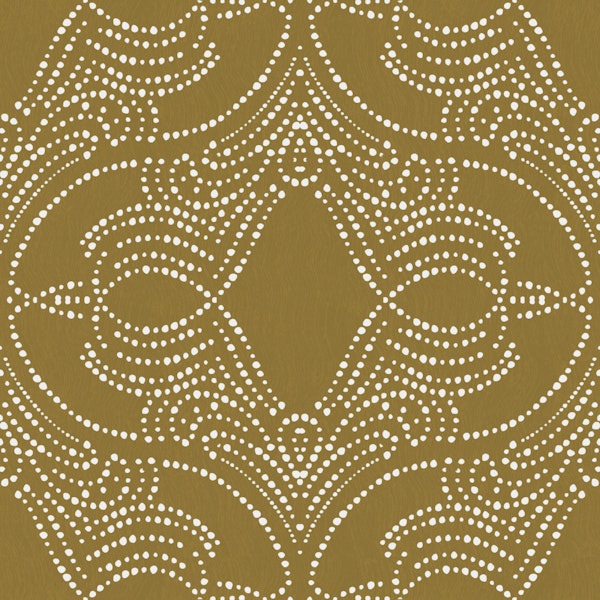 muted mustard lace dot medallion texture