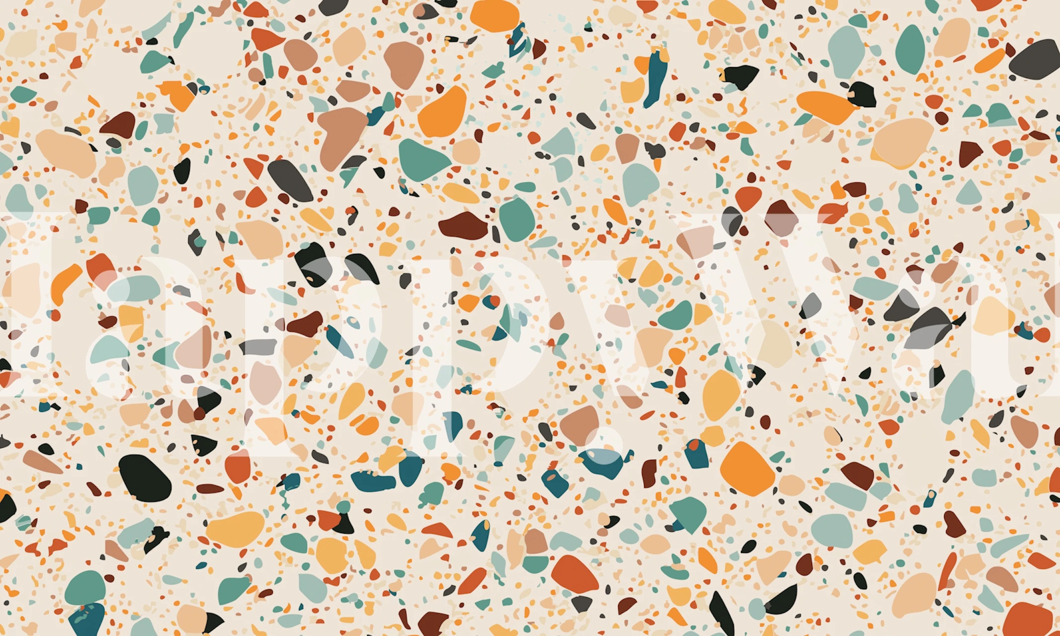 Retro Terrazzo Pebble Texture wallpaper in a room