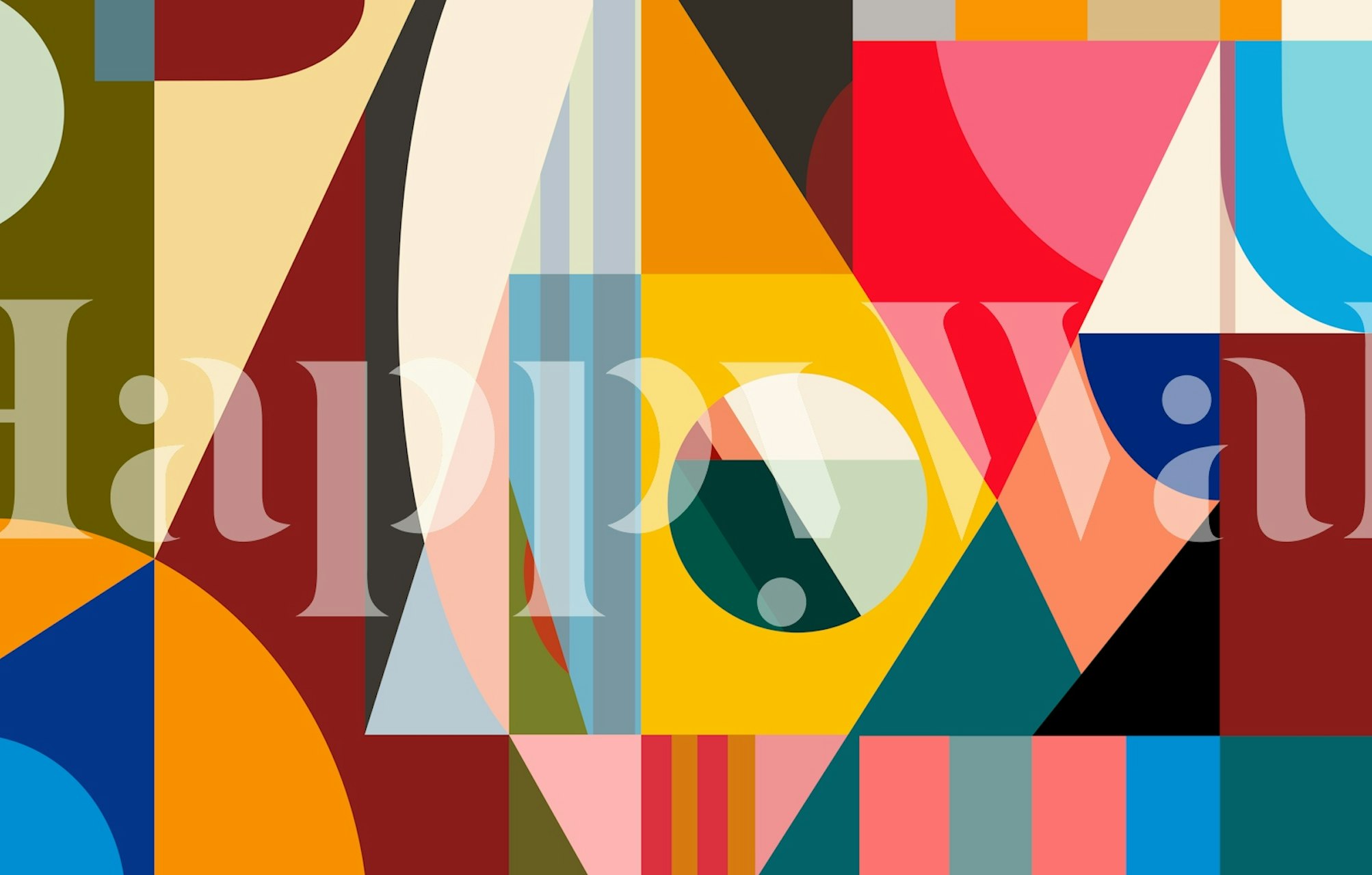 Mid Century Modern Geometric Shapes wallpaper in a room