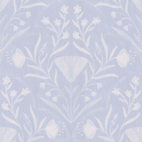 pale periwinkle folk floral damask texture