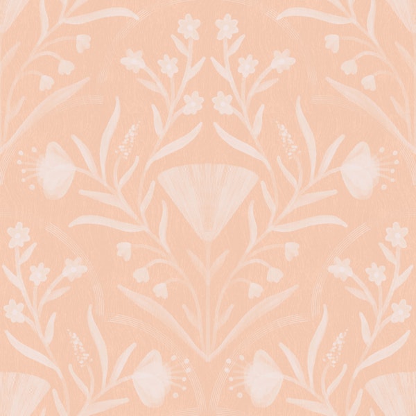 peach blush folk floral damask texture