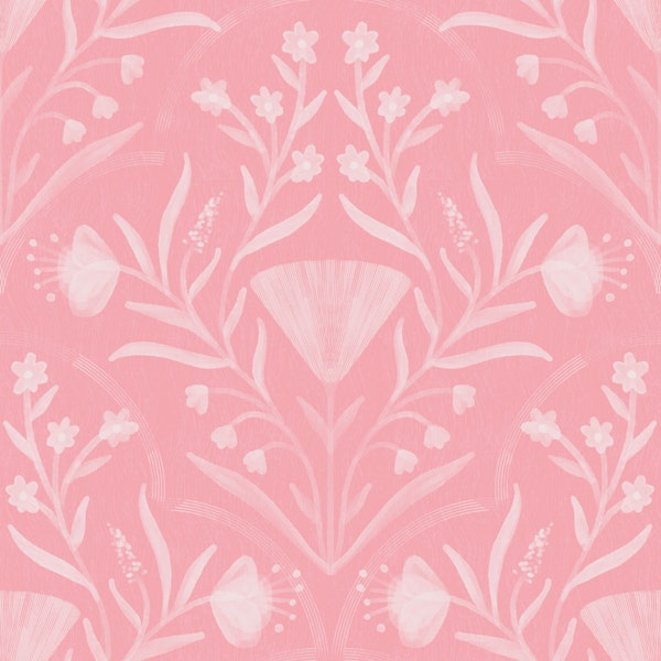 petal pink folk floral damask texture