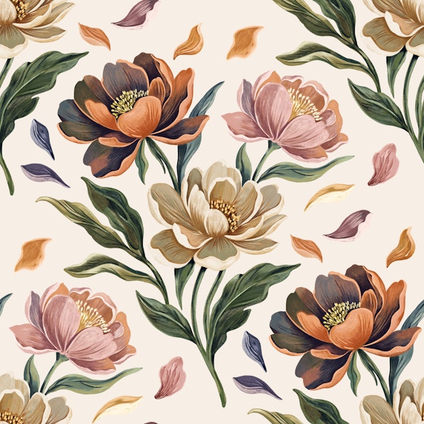 Hand Painted Peony Florals