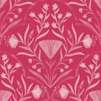 raspberry rose folk floral damask texture wallpaper