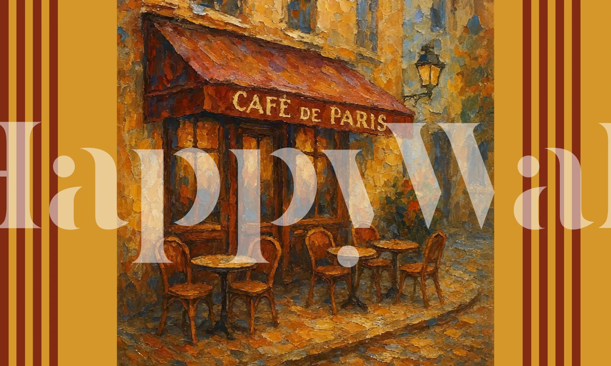 Vintage Paris cafe wallpaper in a room