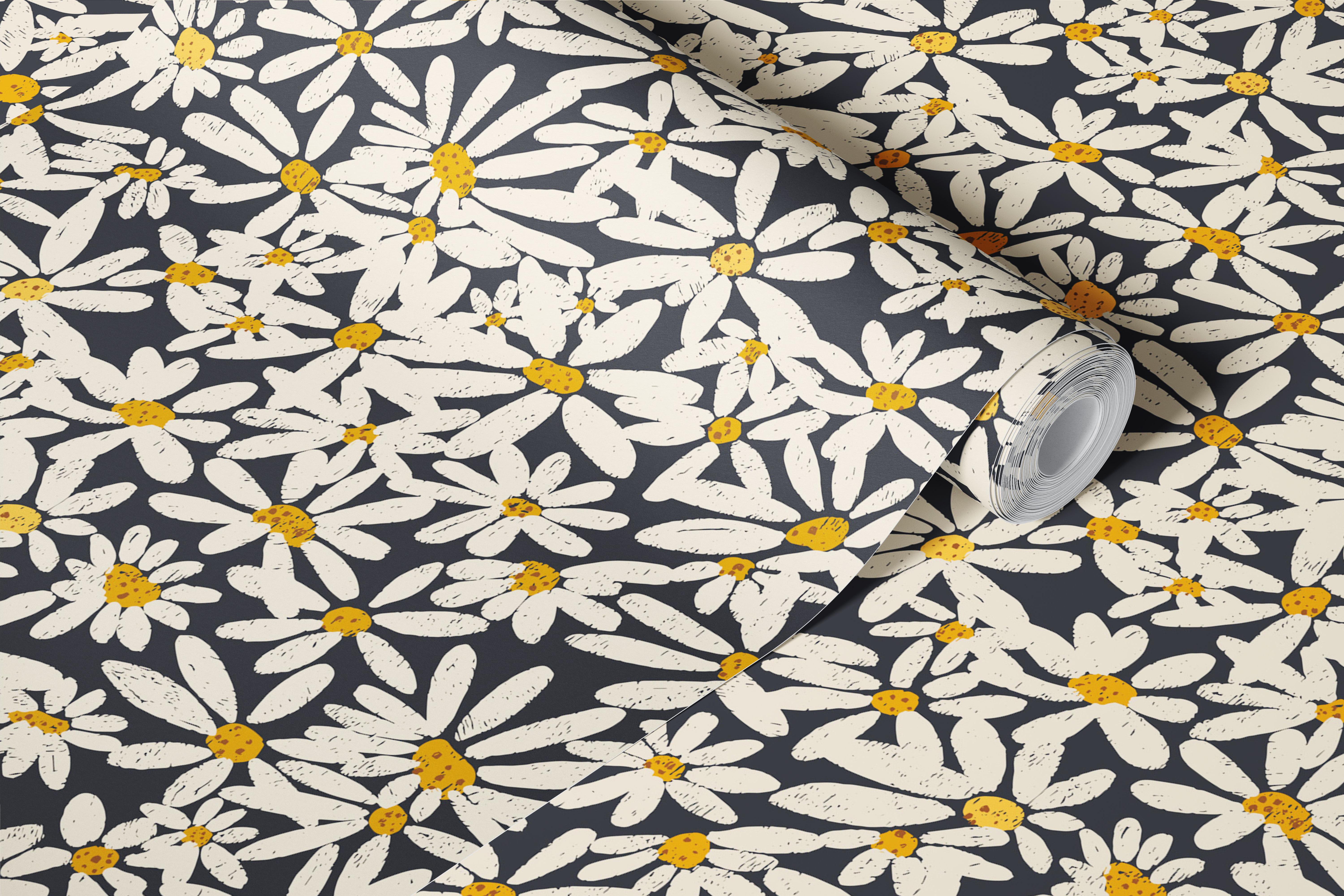 Hand Drawn Daisies wallpaper in a room setting