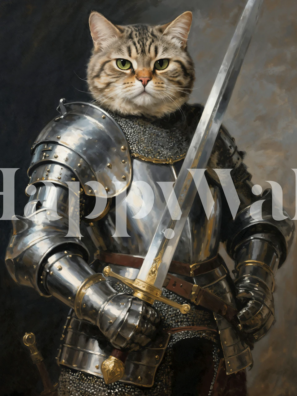 Knight Cat Portrait wallpaper in a room