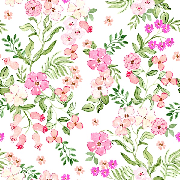 Watercolor Pink Wildflowers