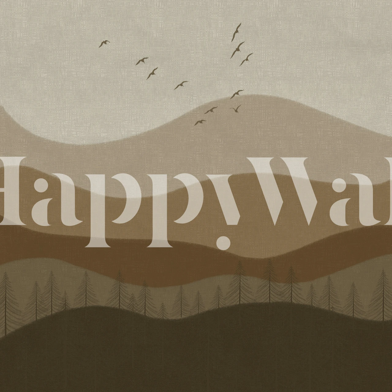 Neutral toned mountain landscape wallpaper in a room