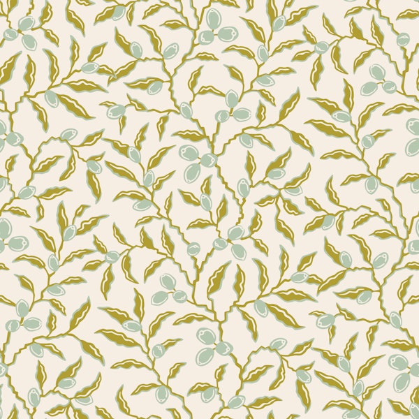 Olive all over branches - olive green mint