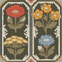 Vintage Botanical Folk Art Flowers wallpaper