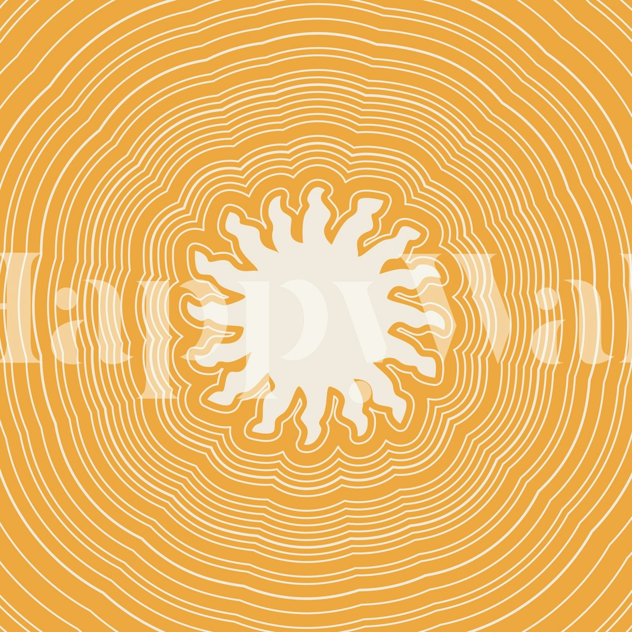 Abstract Yellow Sun Circles wallpaper in a room