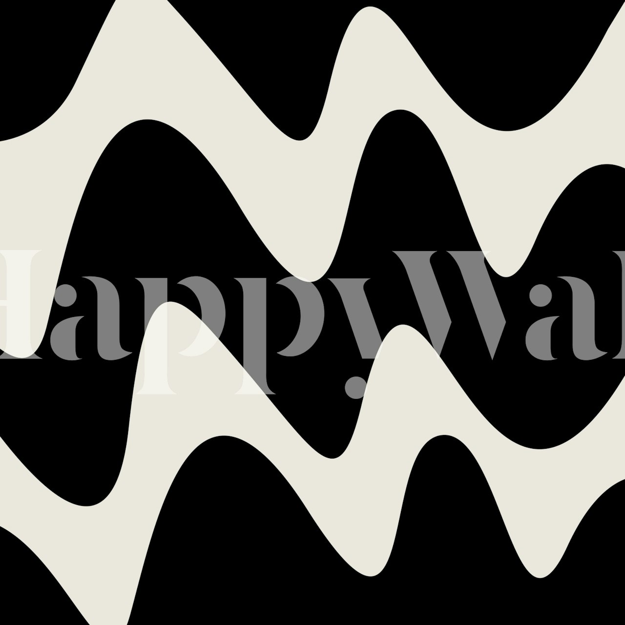 Černo-bílá Bold Black White Waves tapeta v místnosti