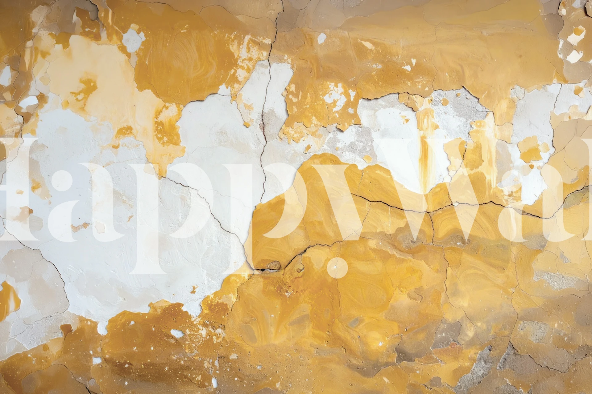 Aged Yellow y White Plaster papel tapiz en una habitación