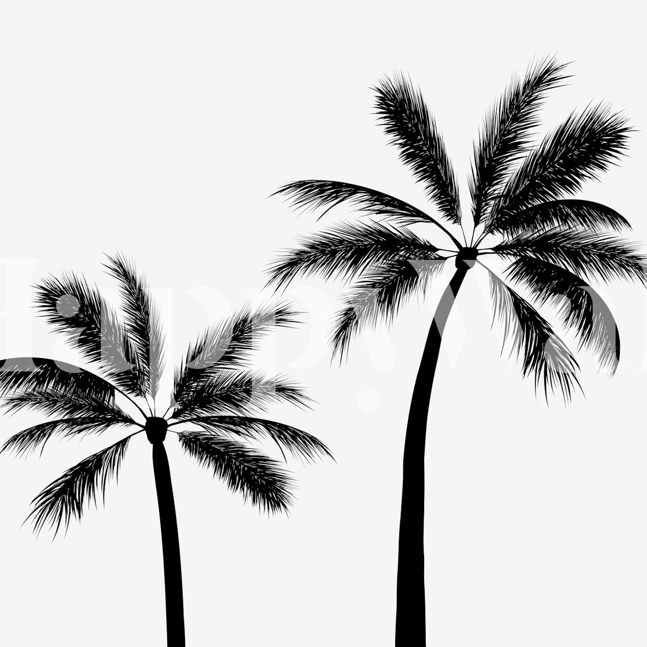 Hot Black Tropical Palms wallpaper displayed in a room