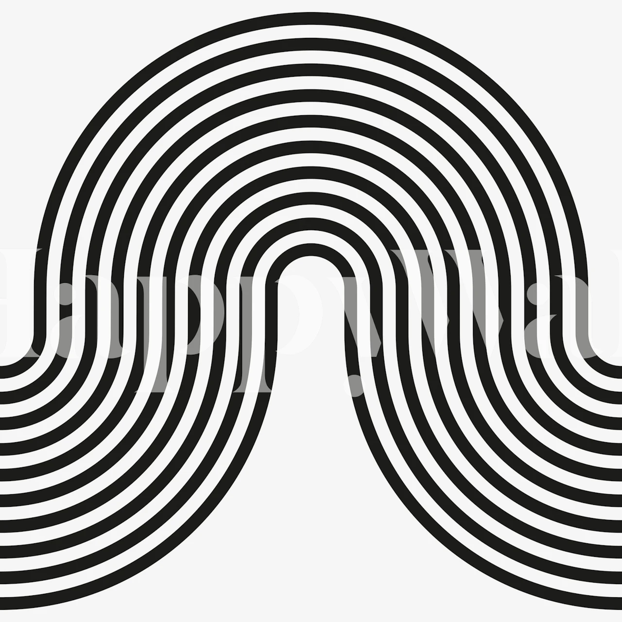 Black White Retro Arch Tapete in einem Raum